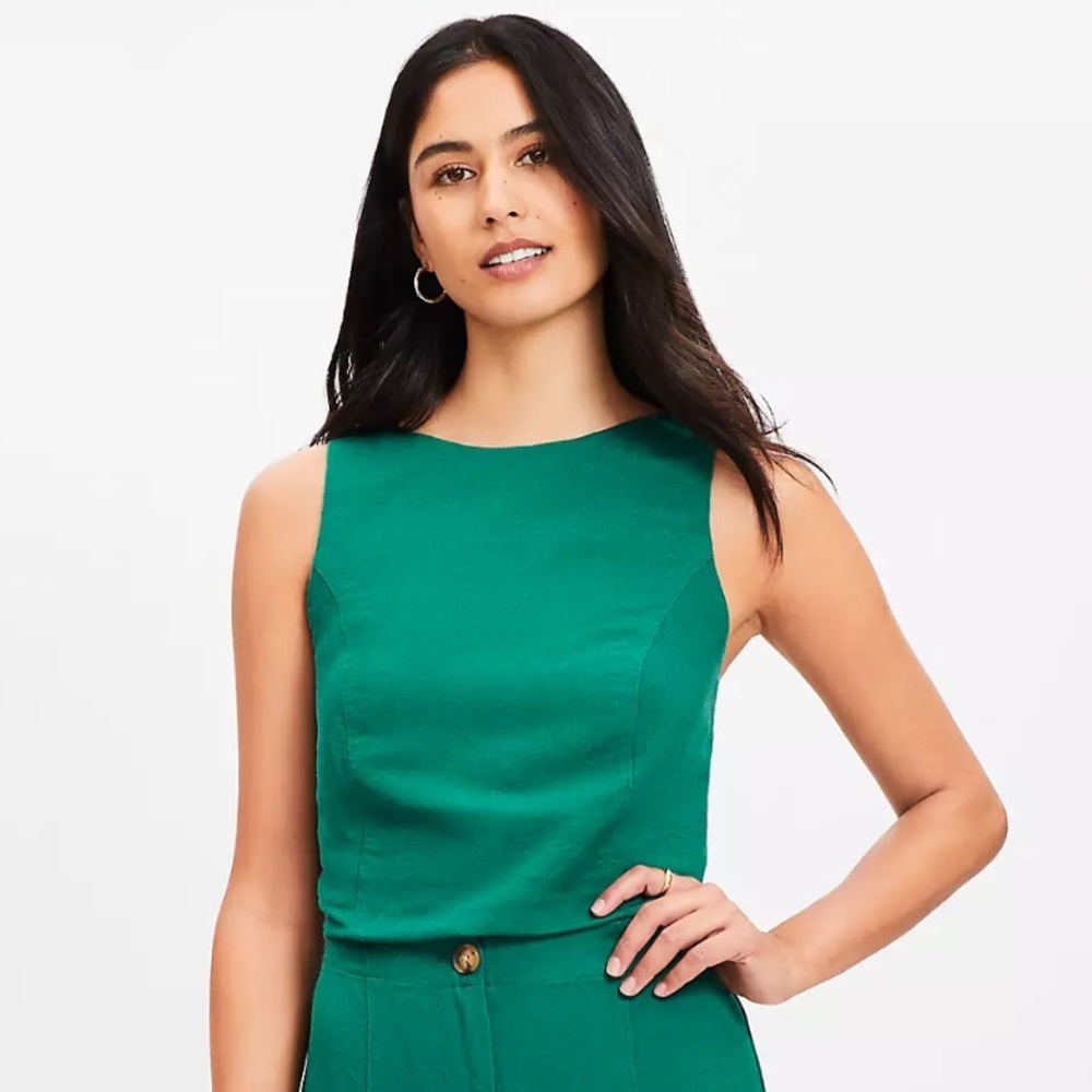 LOFT Linen Blend Strappy Back Shell